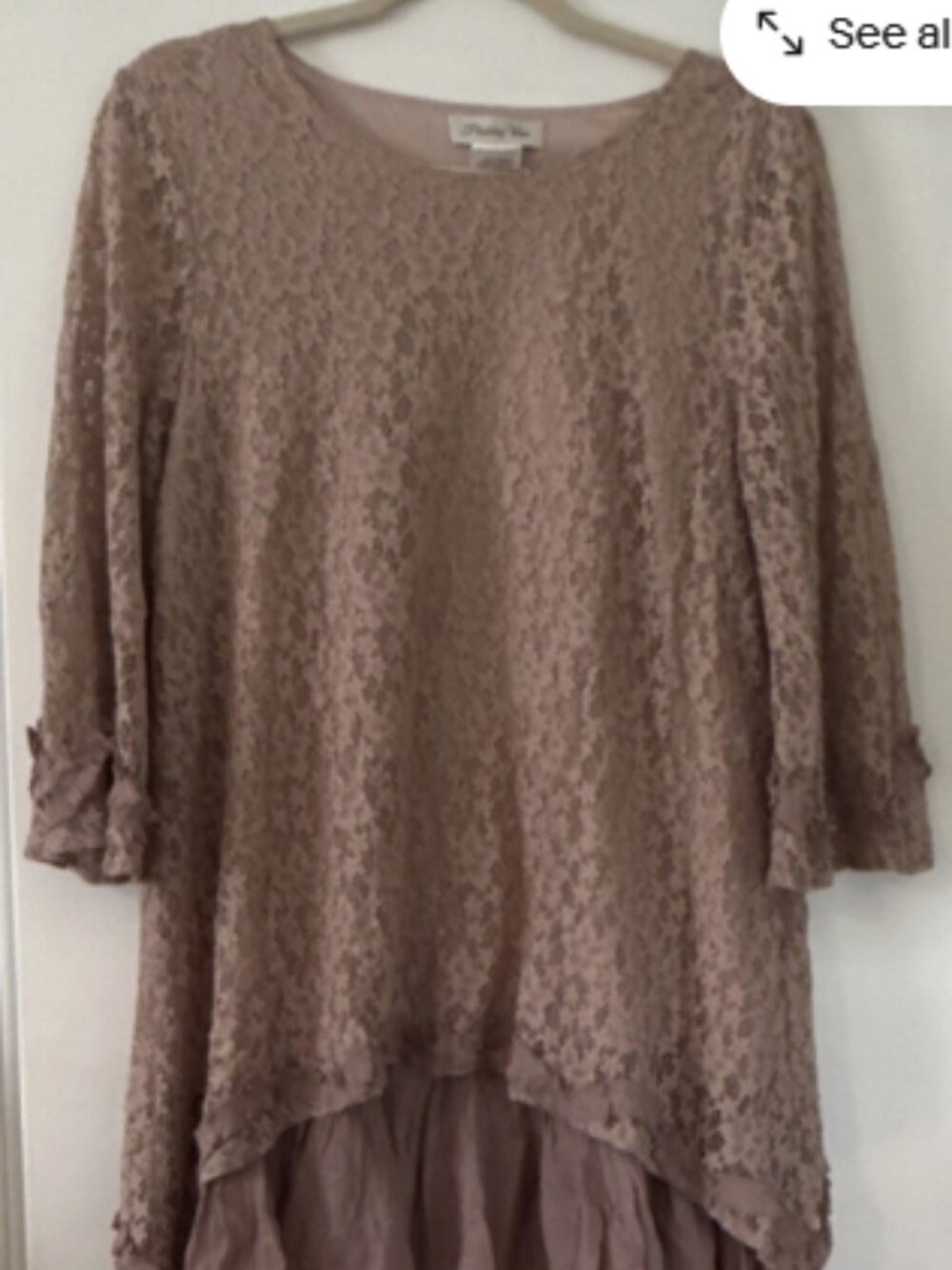 Paisley Vine Pink/Blush Ladies Small 2 layer lace Tunic Top